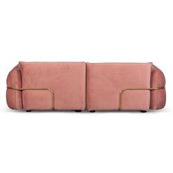 CLC8180-IG 3 Seater Sofa - Blush Pink Velvet With Brass Frame - Furniture Castle