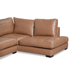 CLC8319-KSO 4 Seater Right Chaise Leather Sofa - Caramel Brown - Furniture Castle