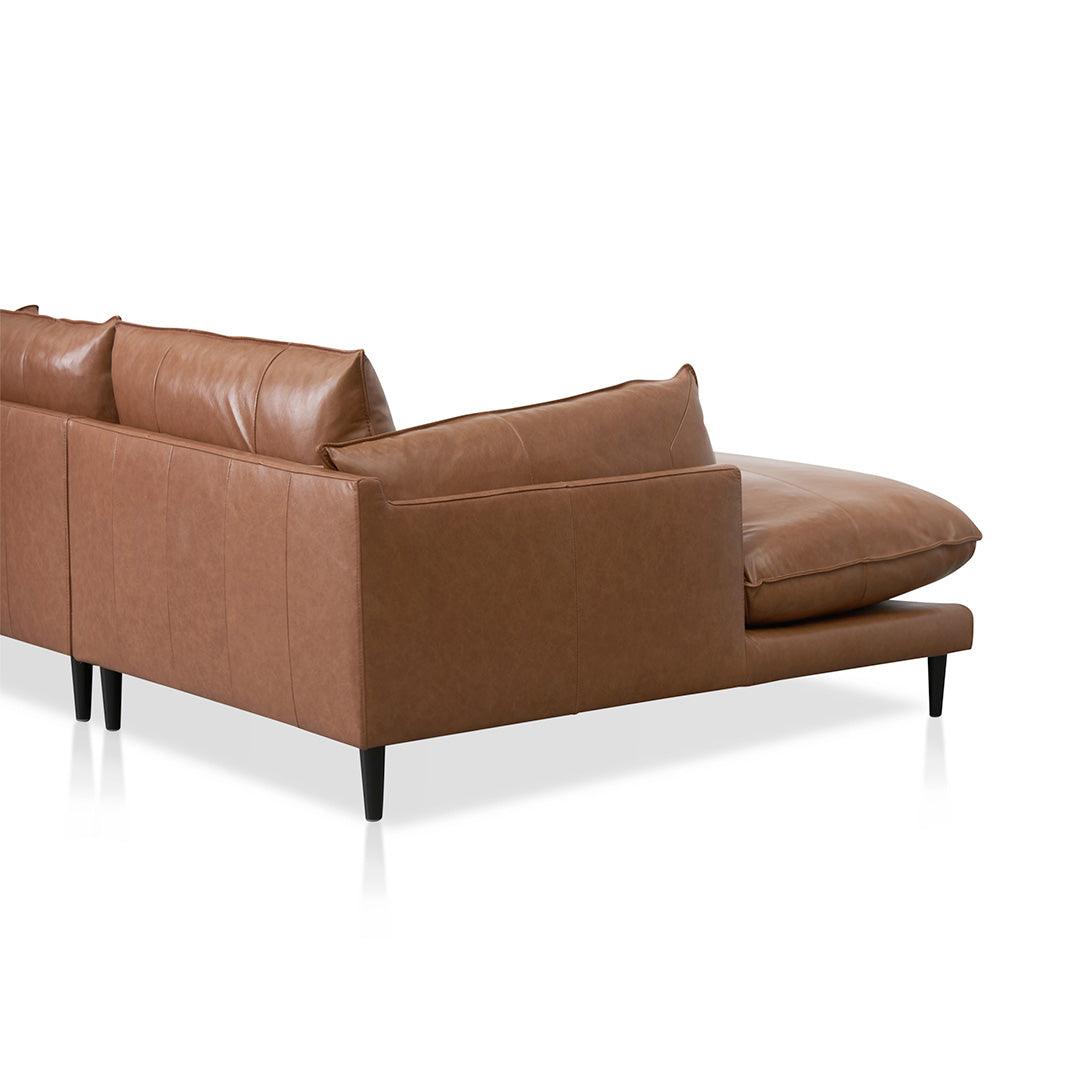 CLC8322-KSO 4 Seater Left Chaise Leather Sofa - Caramel Brown - Furniture Castle