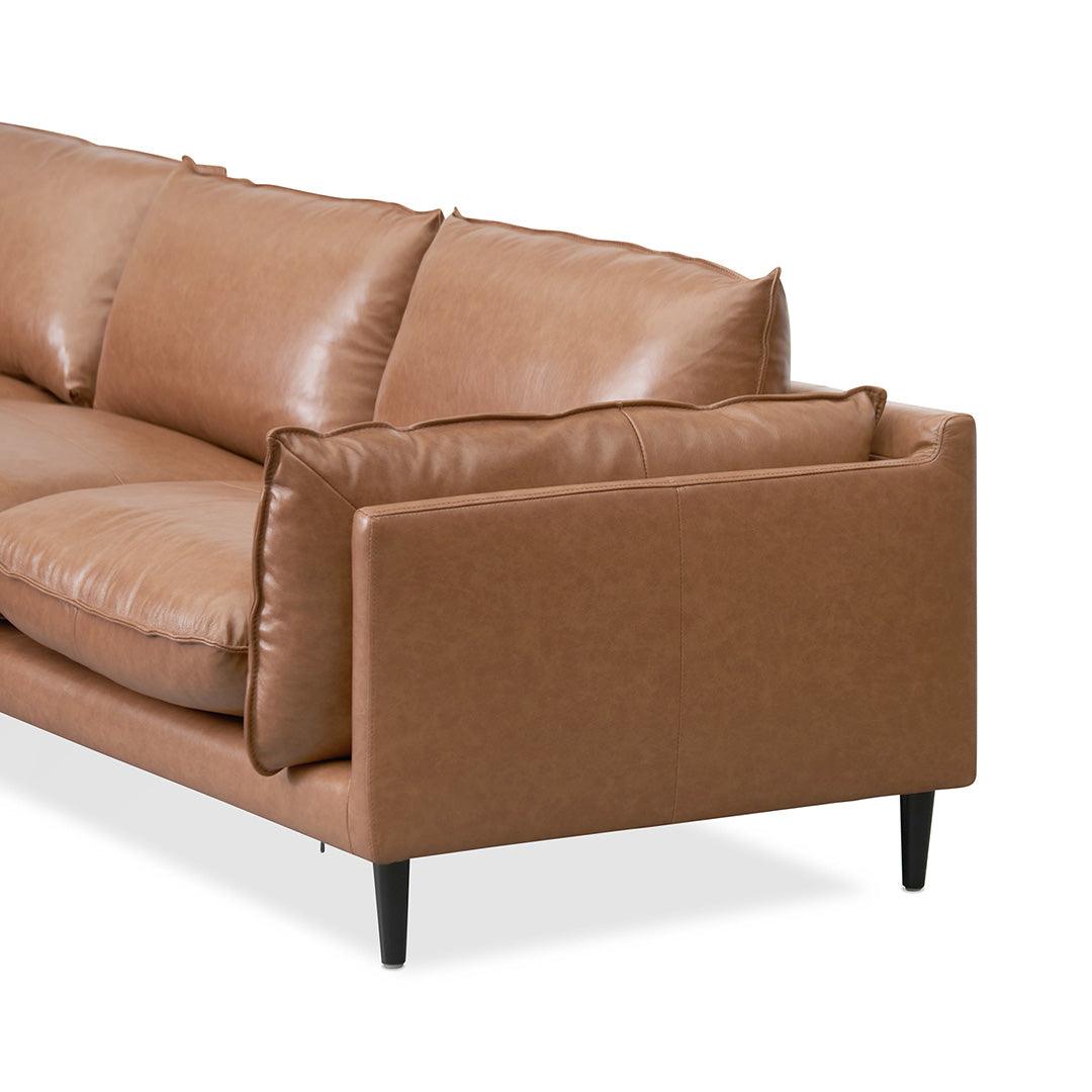CLC8322-KSO 4 Seater Left Chaise Leather Sofa - Caramel Brown - Furniture Castle