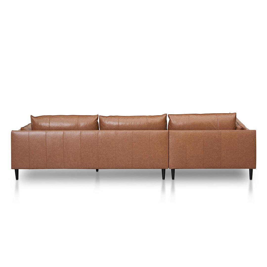 CLC8322-KSO 4 Seater Left Chaise Leather Sofa - Caramel Brown - Furniture Castle