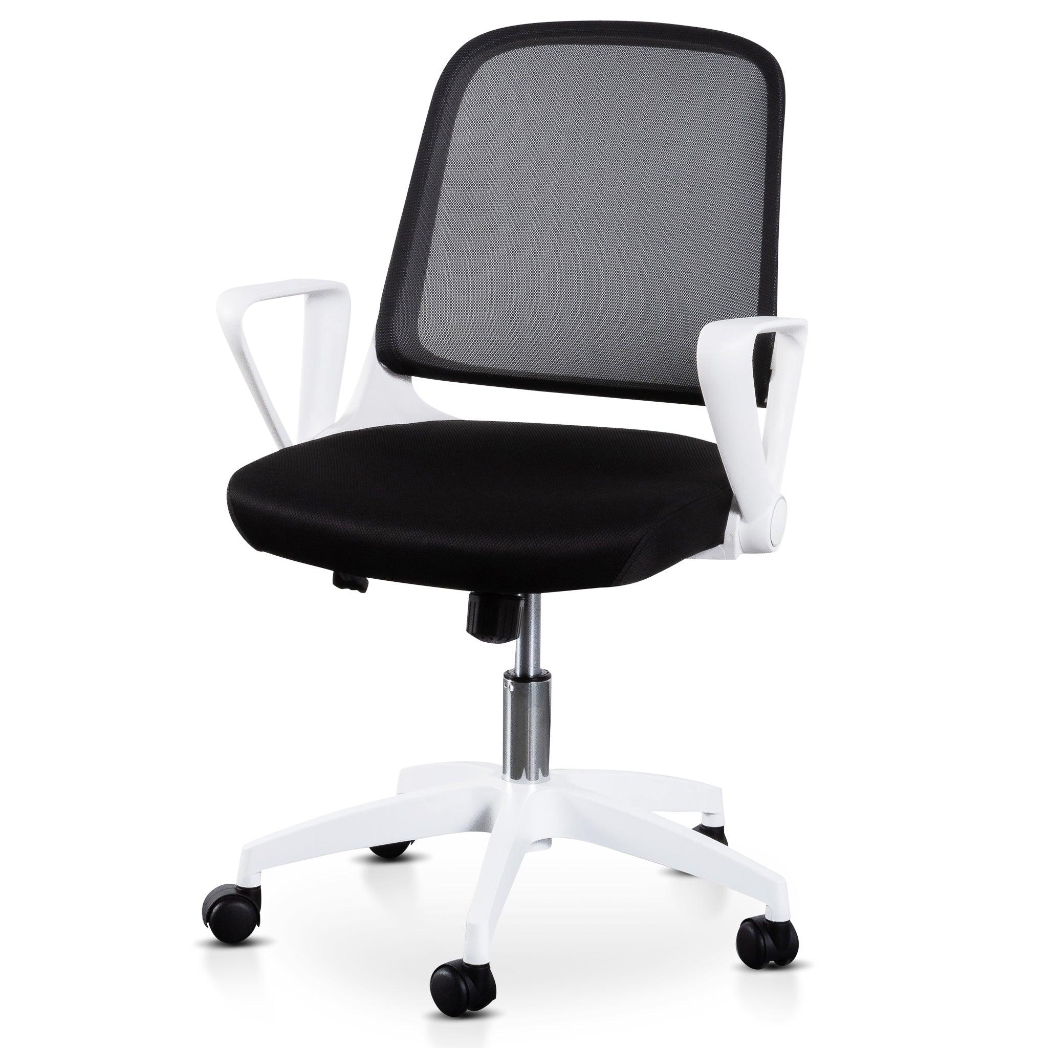 COC6190-LF Black Office Chair - White Arm and Base - Furniture Castle