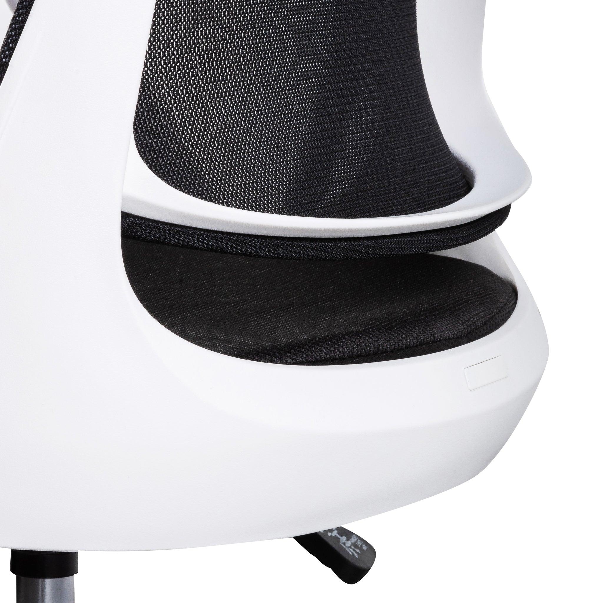 COC6190-LF Black Office Chair - White Arm and Base - Furniture Castle