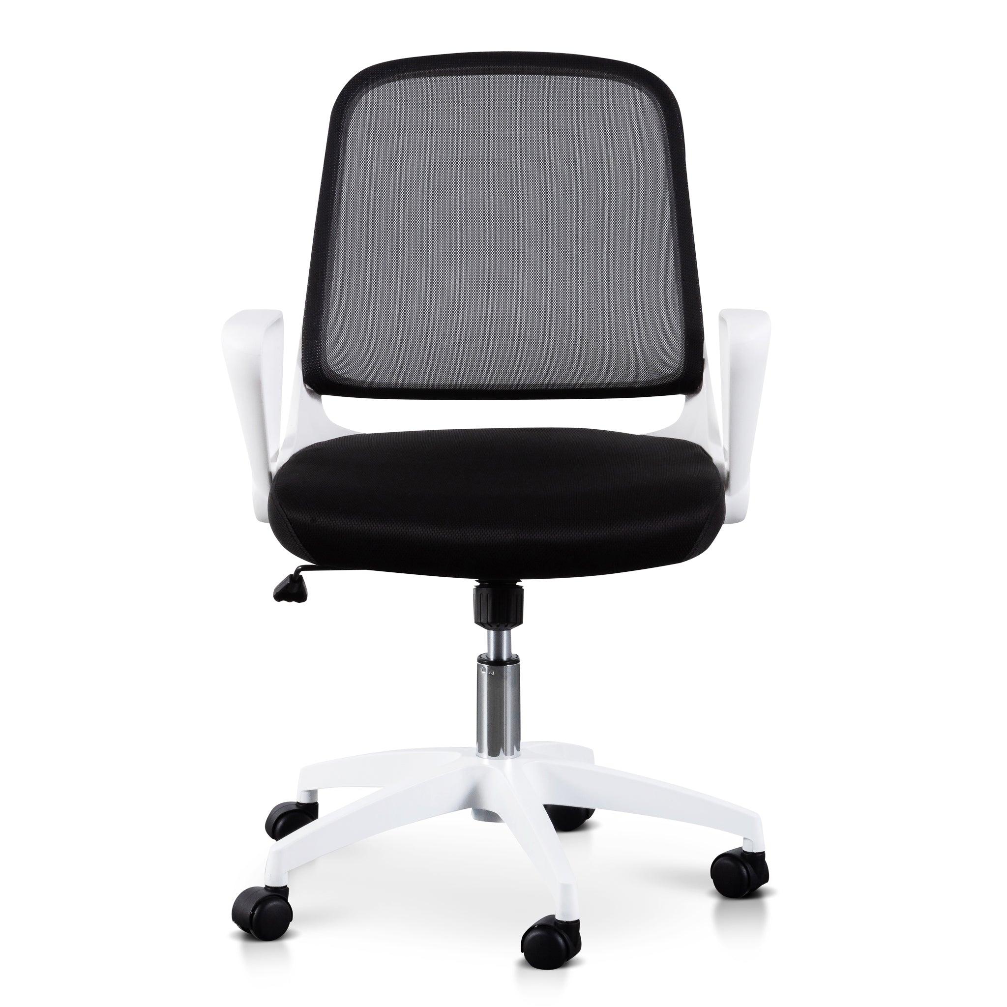 COC6190-LF Black Office Chair - White Arm and Base - Furniture Castle