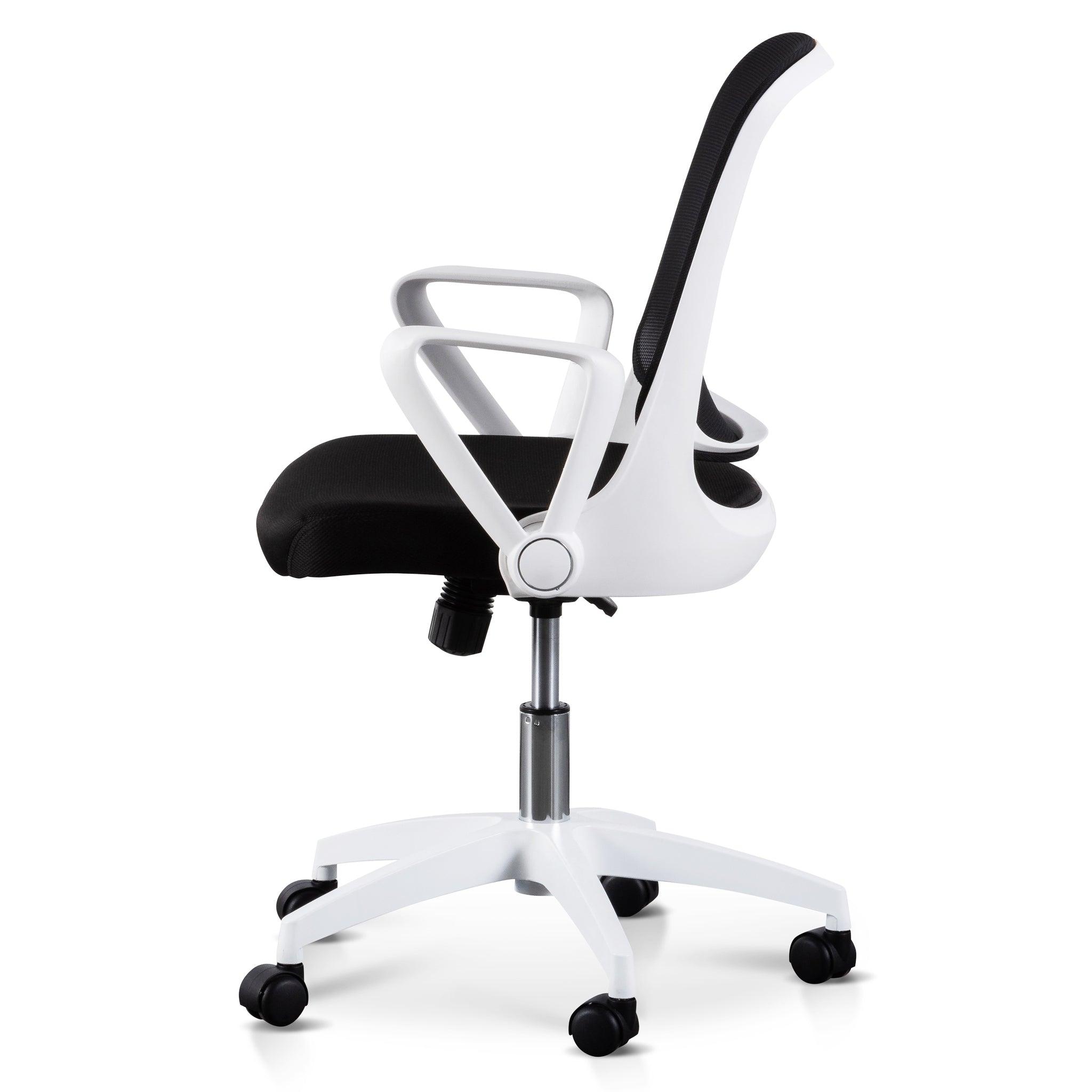 COC6190-LF Black Office Chair - White Arm and Base - Furniture Castle