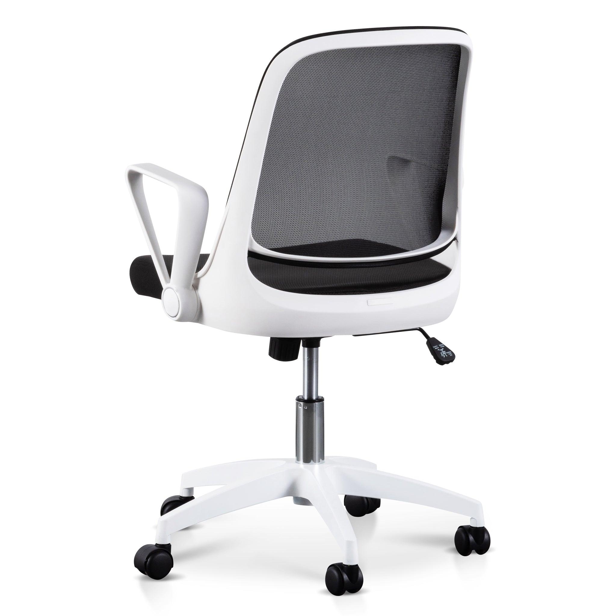 COC6190-LF Black Office Chair - White Arm and Base - Furniture Castle