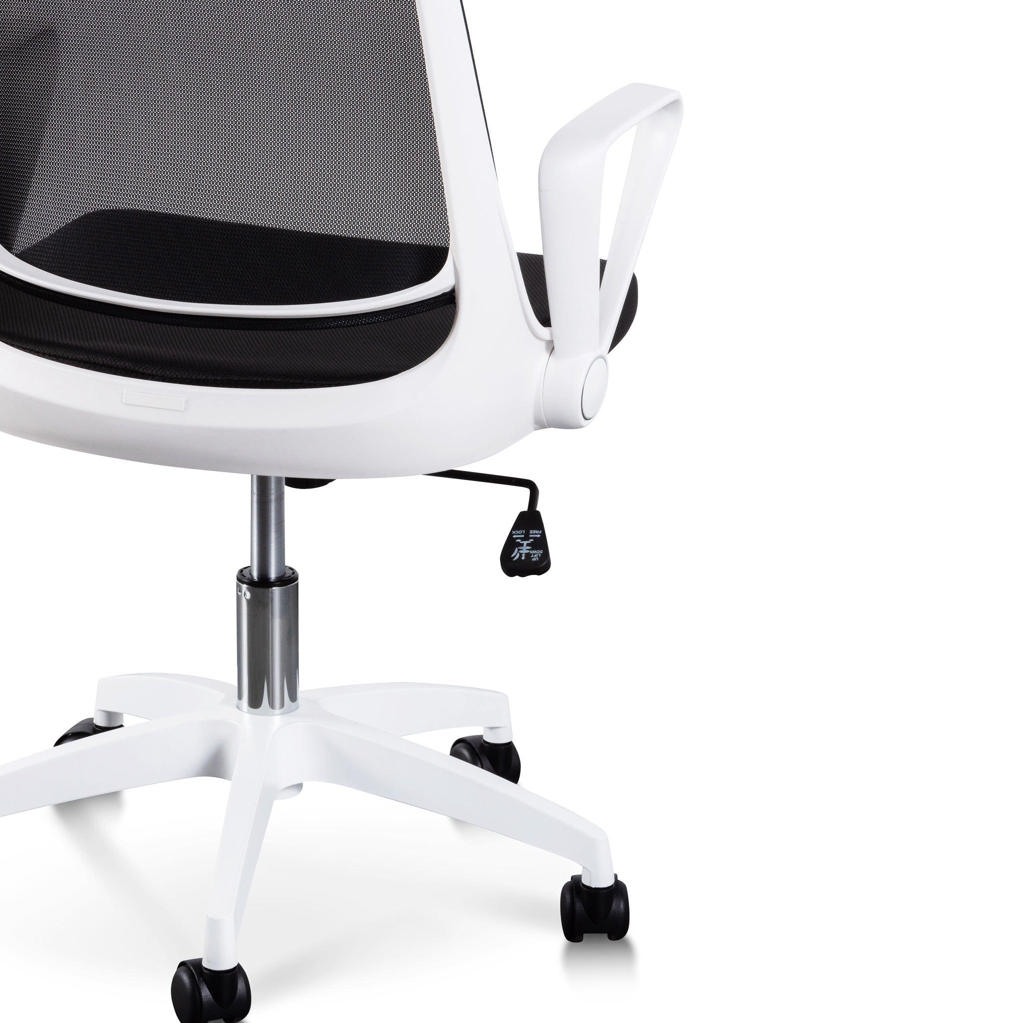 COC6190-LF Black Office Chair - White Arm and Base - Furniture Castle