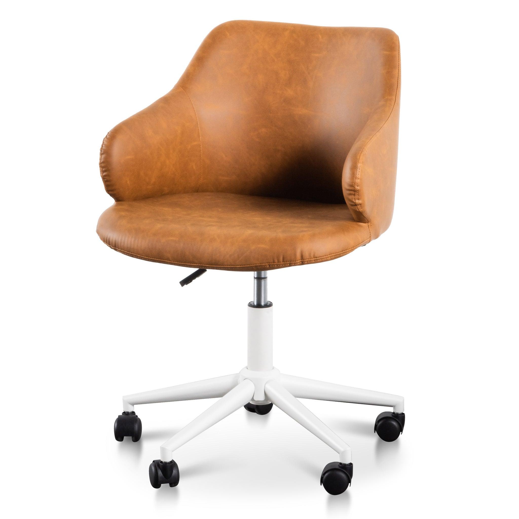 COC6195-LF Office Chair - Tan with White Base - Furniture Castle