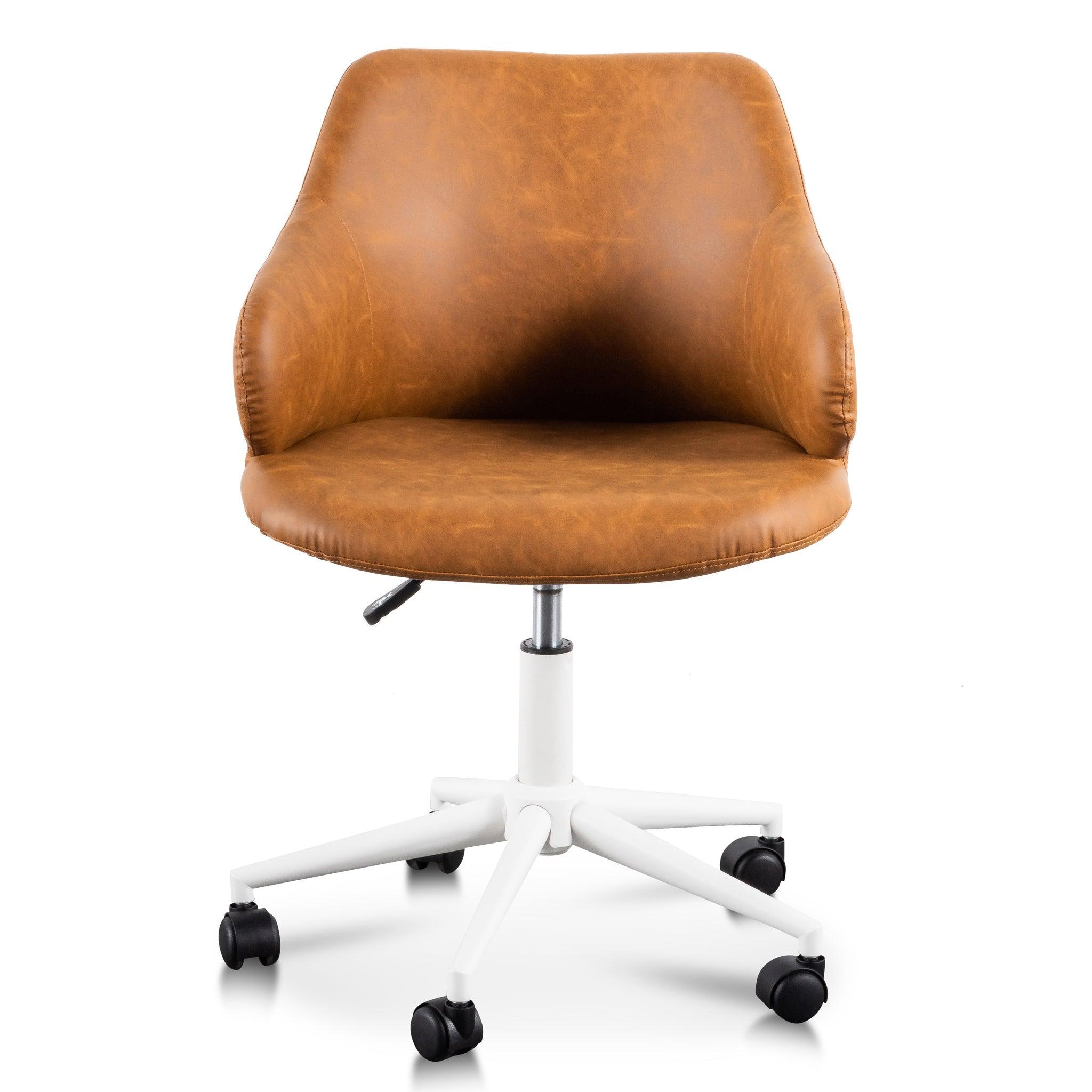 COC6195-LF Office Chair - Tan with White Base - Furniture Castle