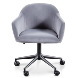 COC6196-LF Charcoal Velvet office Chair - Black Base - Furniture Castle