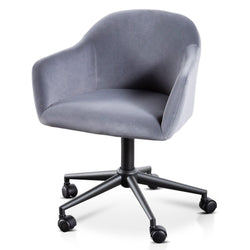COC6196-LF Charcoal Velvet office Chair - Black Base - Furniture Castle