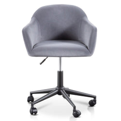 COC6196-LF Charcoal Velvet office Chair - Black Base - Furniture Castle