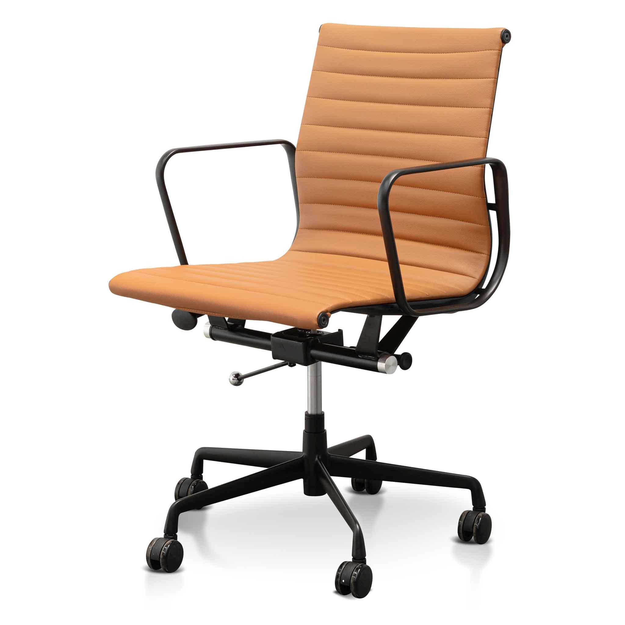 COC6403-YS Low Back Office Chair - Saddle Tan in Black Frame - Furniture Castle