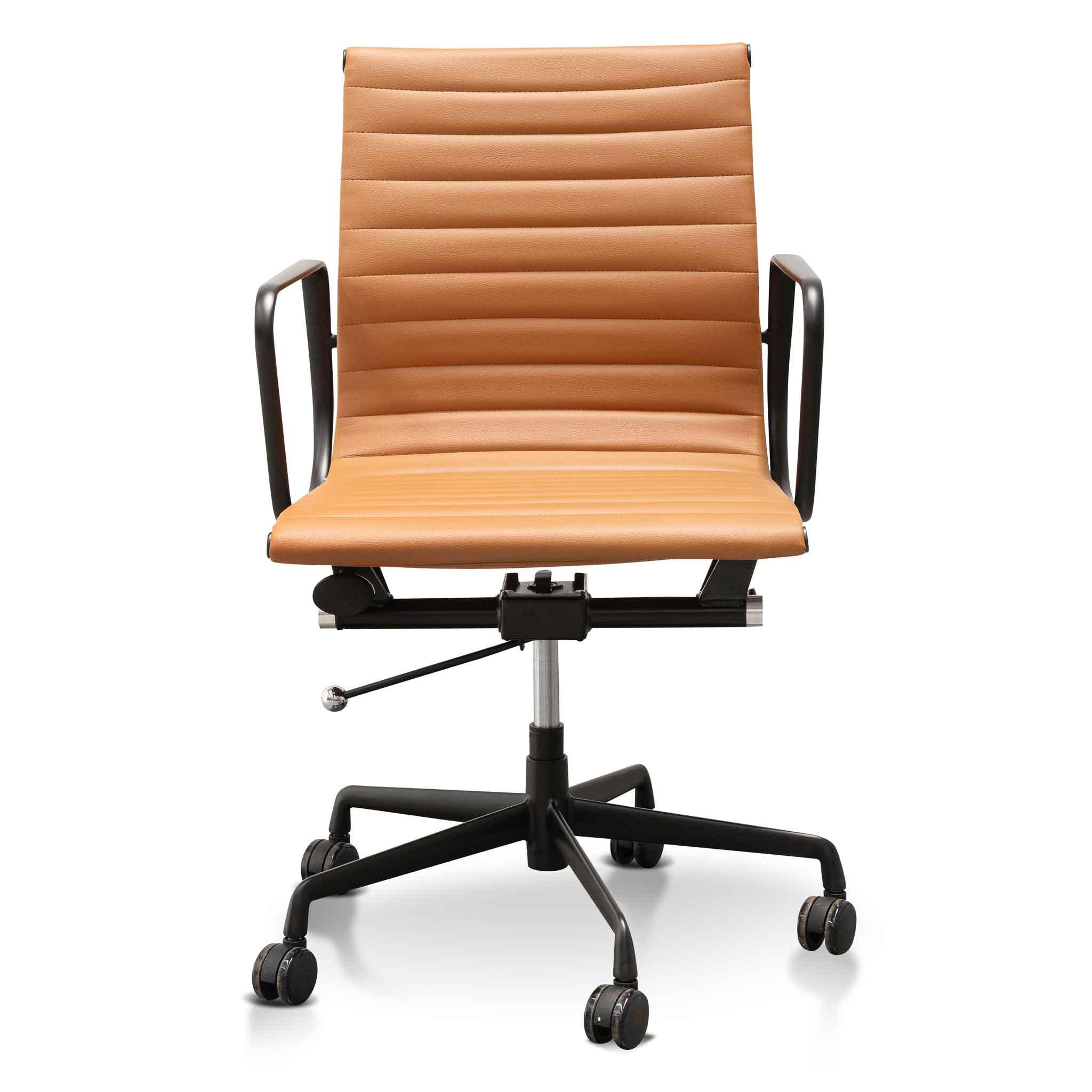 COC6403-YS Low Back Office Chair - Saddle Tan in Black Frame - Furniture Castle