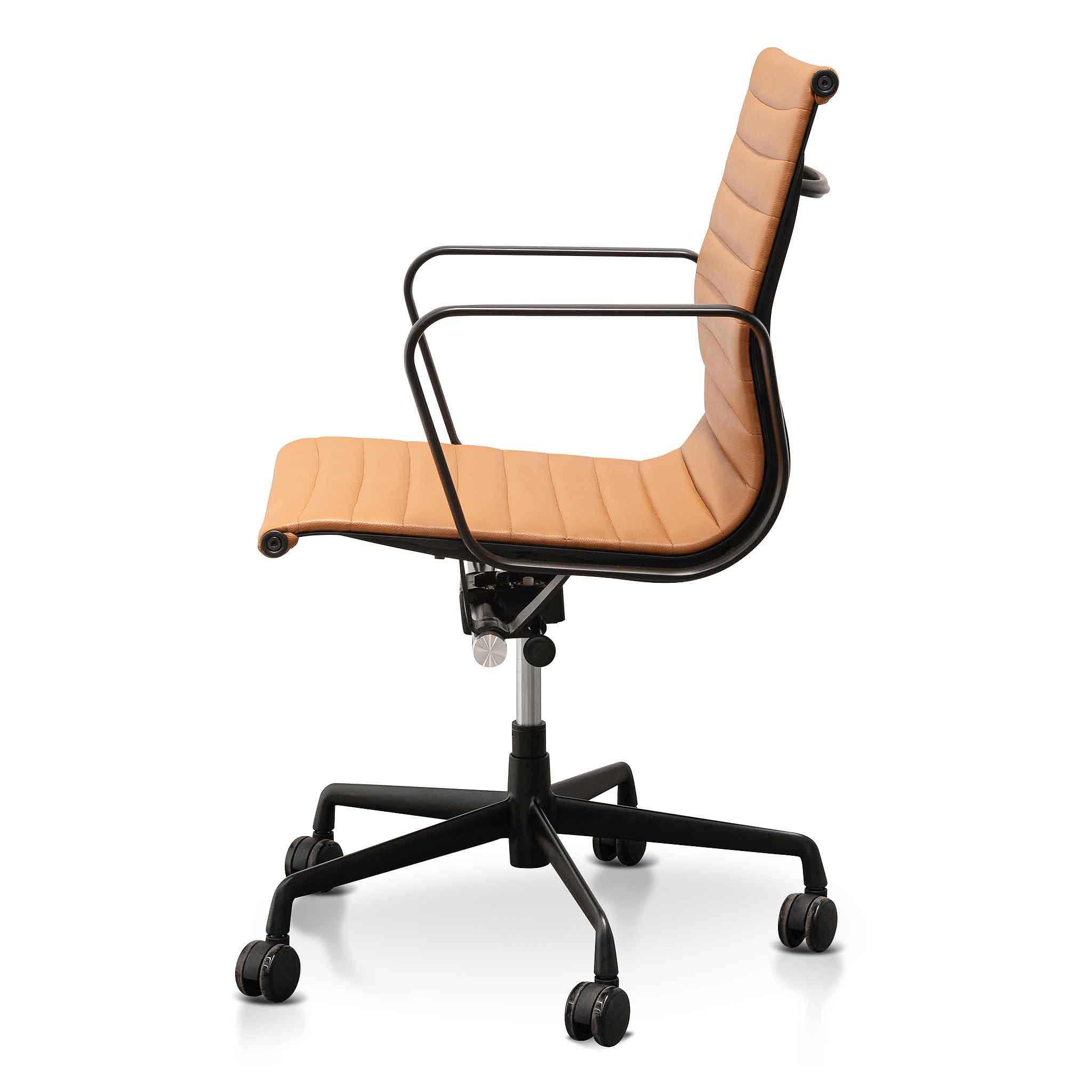 COC6403-YS Low Back Office Chair - Saddle Tan in Black Frame - Furniture Castle