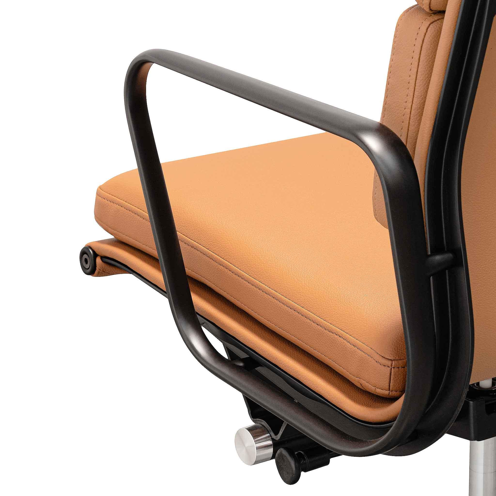 COC6404-YS Low Back Office Chair - Saddle Tan in Black Frame - Furniture Castle