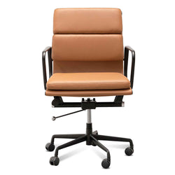 COC6404-YS Low Back Office Chair - Saddle Tan in Black Frame - Furniture Castle