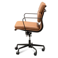 COC6404-YS Low Back Office Chair - Saddle Tan in Black Frame - Furniture Castle