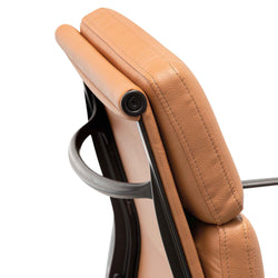 COC6404-YS Low Back Office Chair - Saddle Tan in Black Frame - Furniture Castle