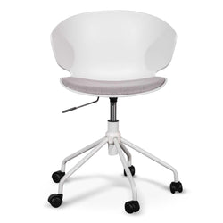 COC6507-LF White Office Chair - Light Grey Seat - Furniture Castle