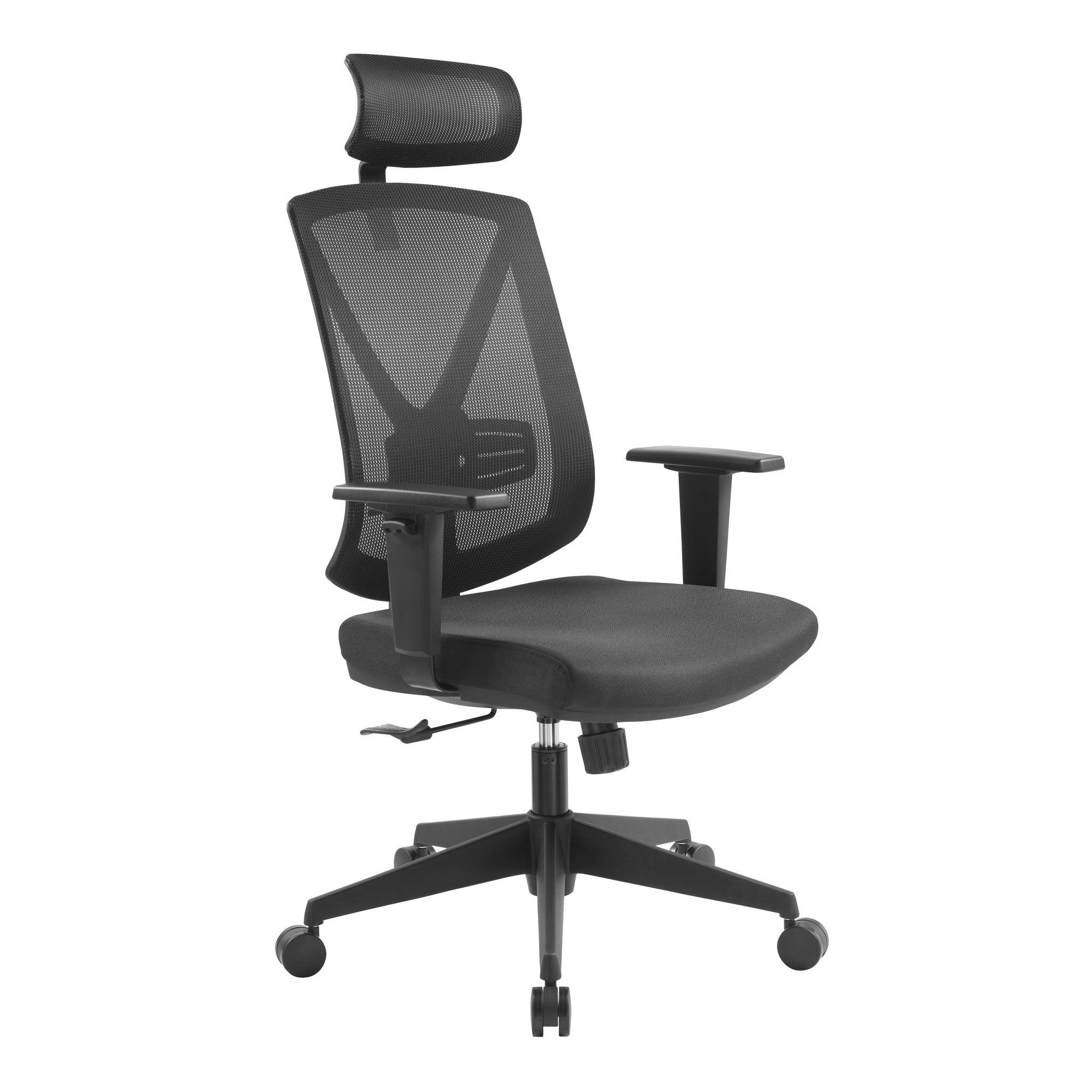 COC8256-UN Mesh Ergonomic Office Chair with Headrest - Black - Furniture Castle