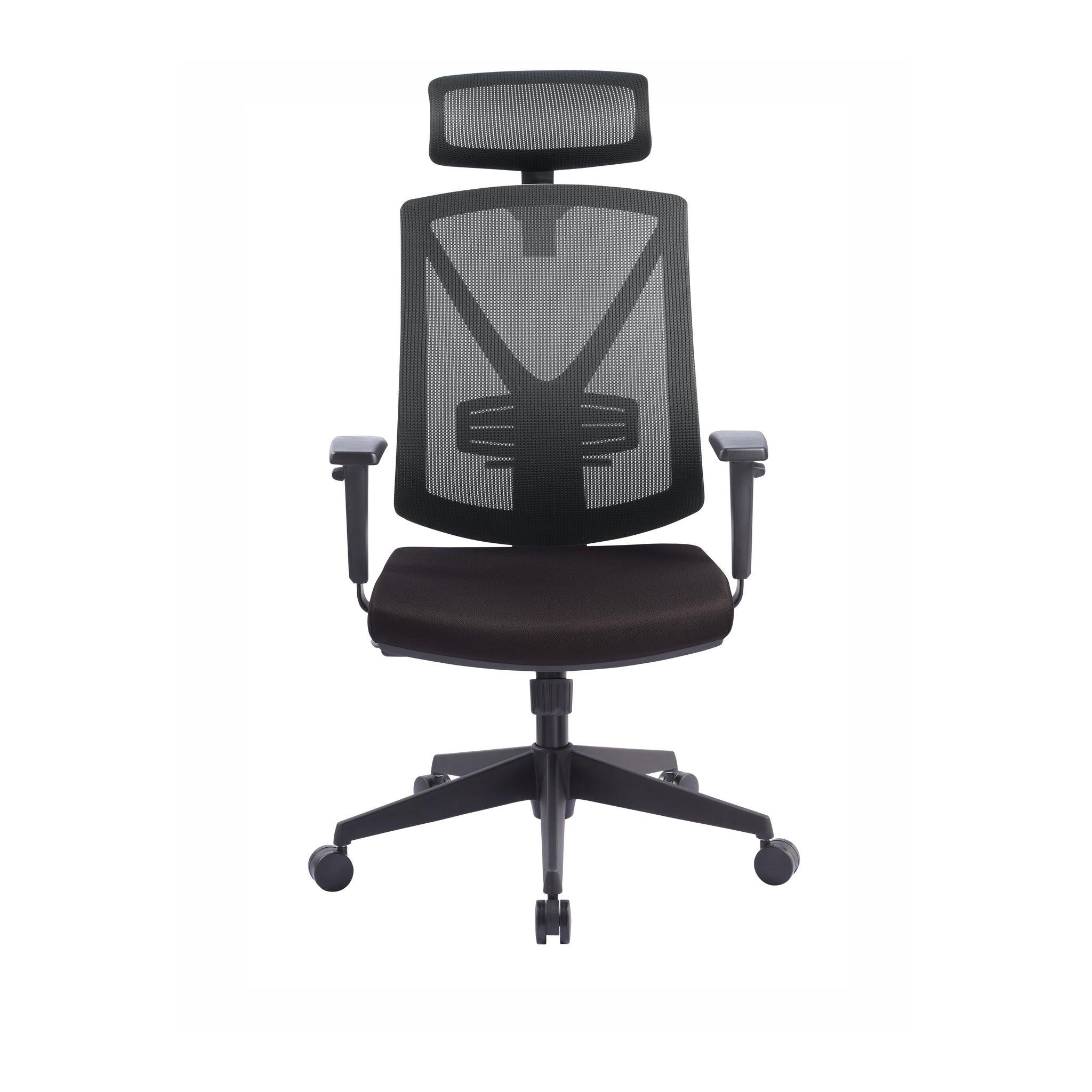 COC8256-UN Mesh Ergonomic Office Chair with Headrest - Black - Furniture Castle