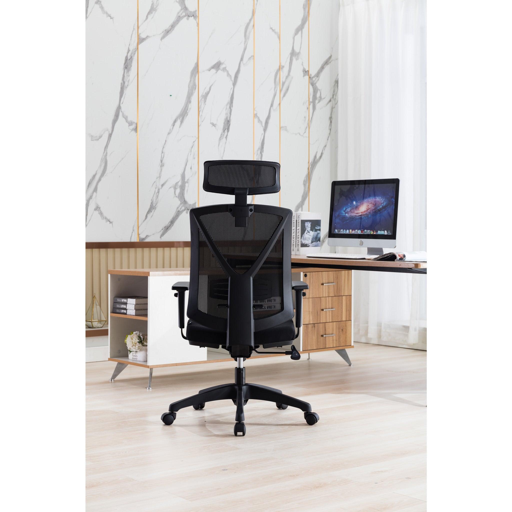 COC8256-UN Mesh Ergonomic Office Chair with Headrest - Black - Furniture Castle