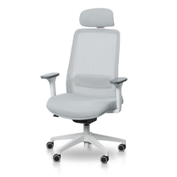 COC8505-LF Mesh Office Chair - Cloud Grey with White Base - Furniture Castle