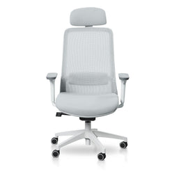 COC8505-LF Mesh Office Chair - Cloud Grey with White Base - Furniture Castle