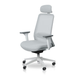 COC8505-LF Mesh Office Chair - Cloud Grey with White Base - Furniture Castle