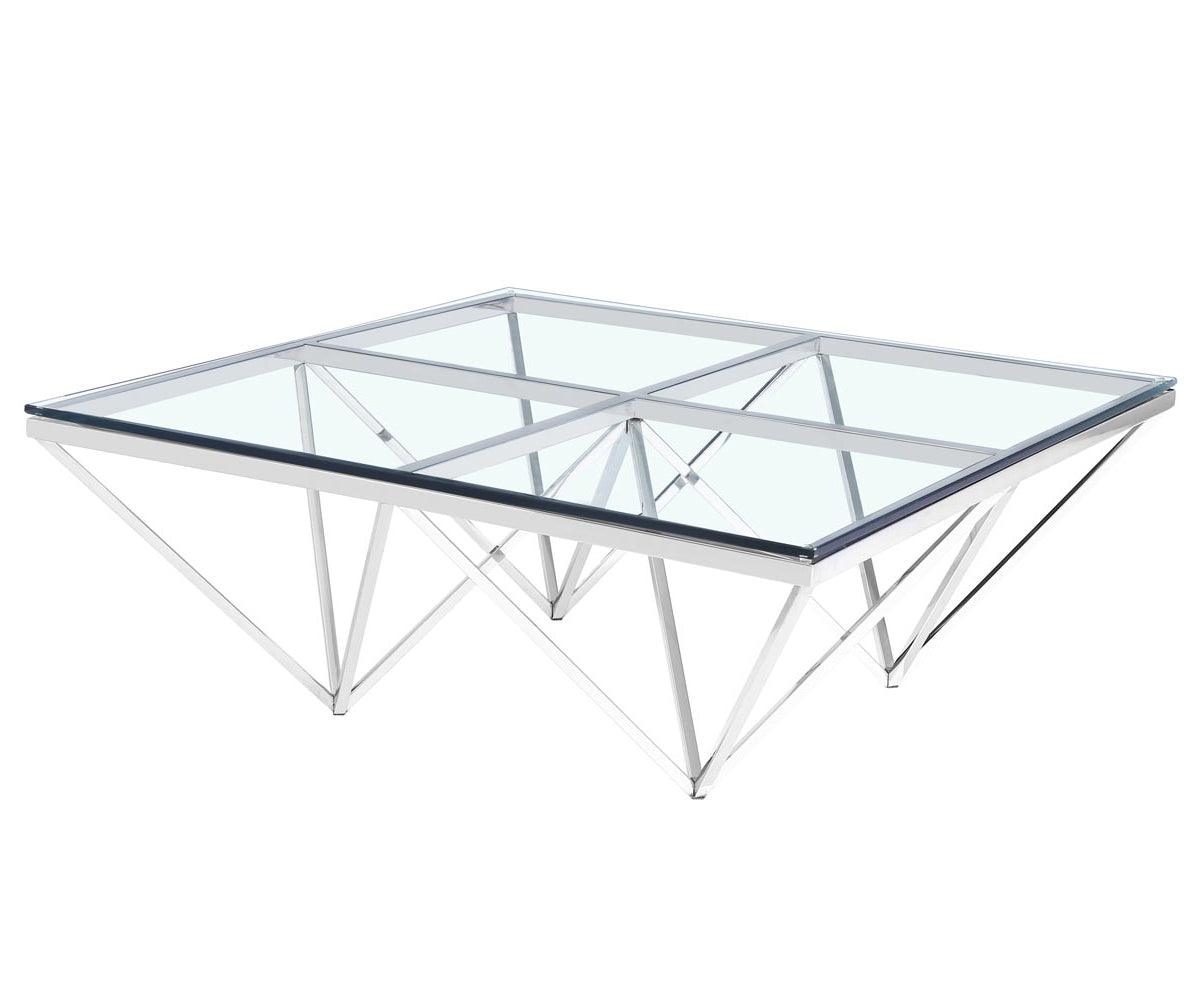 Coffee Table - Glass Top - Silver Base 105cm - Furniture Castle