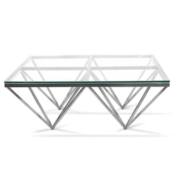Coffee Table - Glass Top - Silver Base 105cm - Furniture Castle