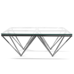 Coffee Table - Glass Top - Silver Base 105cm - Furniture Castle
