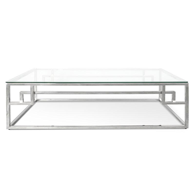 Coffee Table With Tempered Glass - Stainless Steel Base 1.2m - Furniture Castle