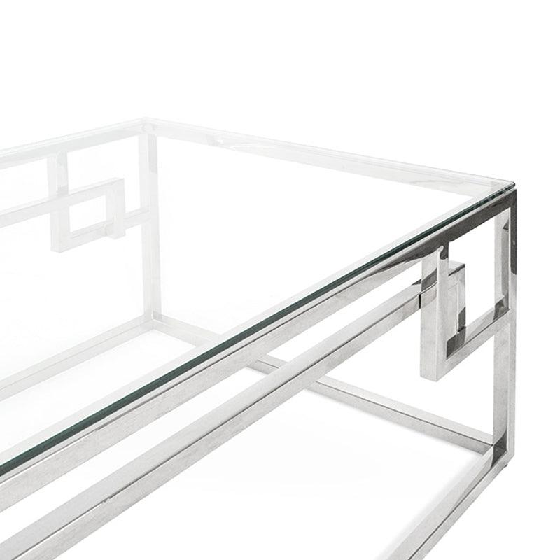 Coffee Table With Tempered Glass - Stainless Steel Base 1.2m - Furniture Castle