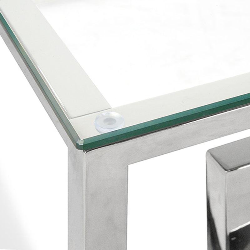 Coffee Table With Tempered Glass - Stainless Steel Base 1.2m - Furniture Castle