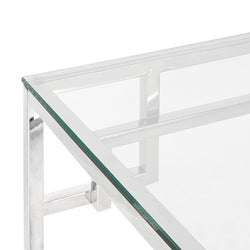 Coffee Table With Tempered Glass - Stainless Steel Base 1.2m - Furniture Castle