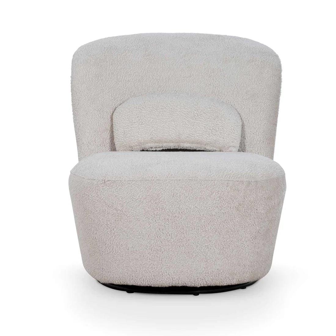 Comfy Swivel Lounge Chair - Ivory Teddy - Furniture Castle