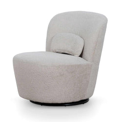 Comfy Swivel Lounge Chair - Ivory Teddy - Furniture Castle