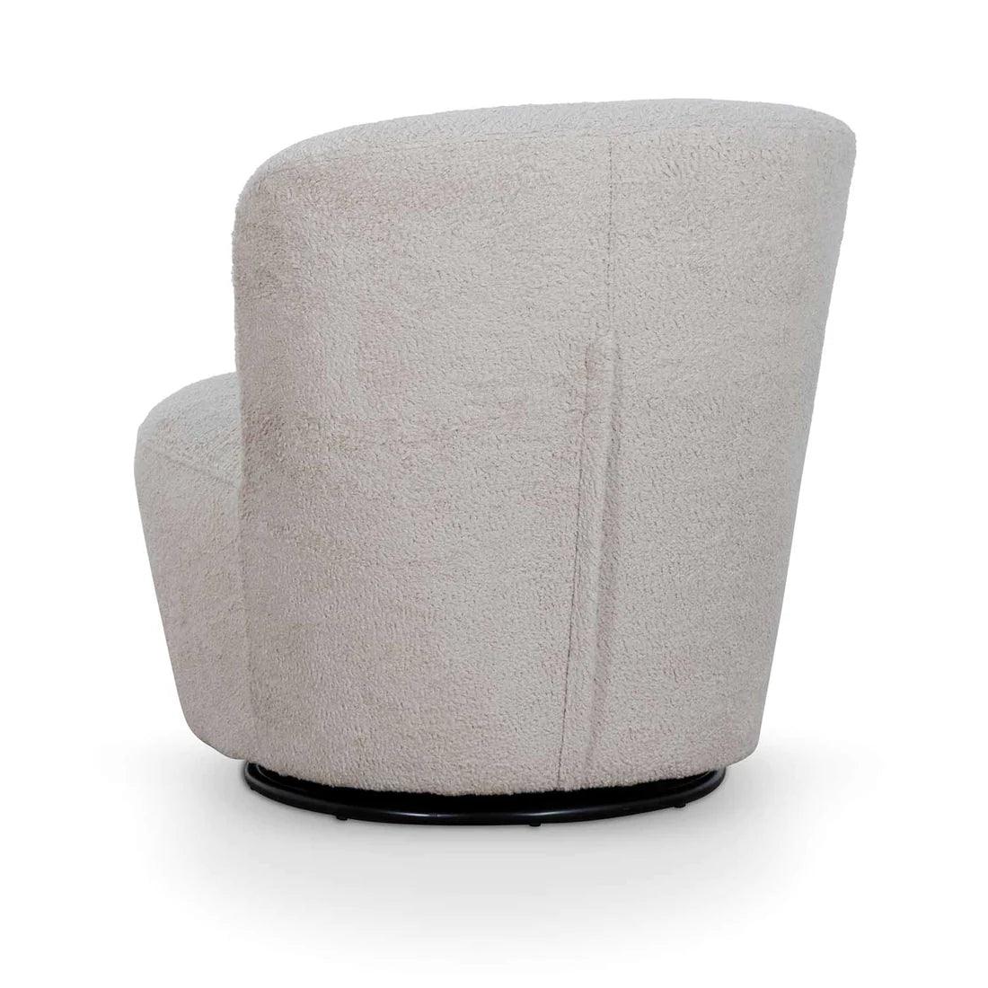 Comfy Swivel Lounge Chair - Ivory Teddy - Furniture Castle