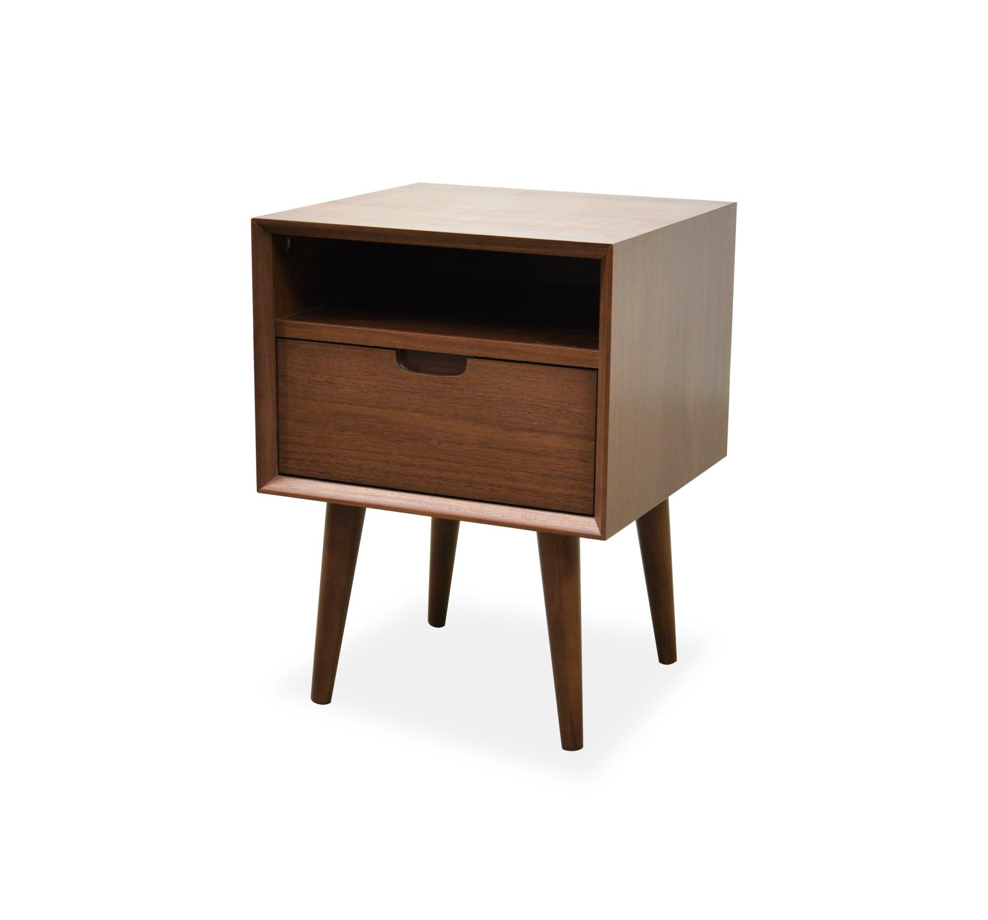 CST221WAL-VN SQ Wooden Bedside Table - Walnut - Furniture Castle