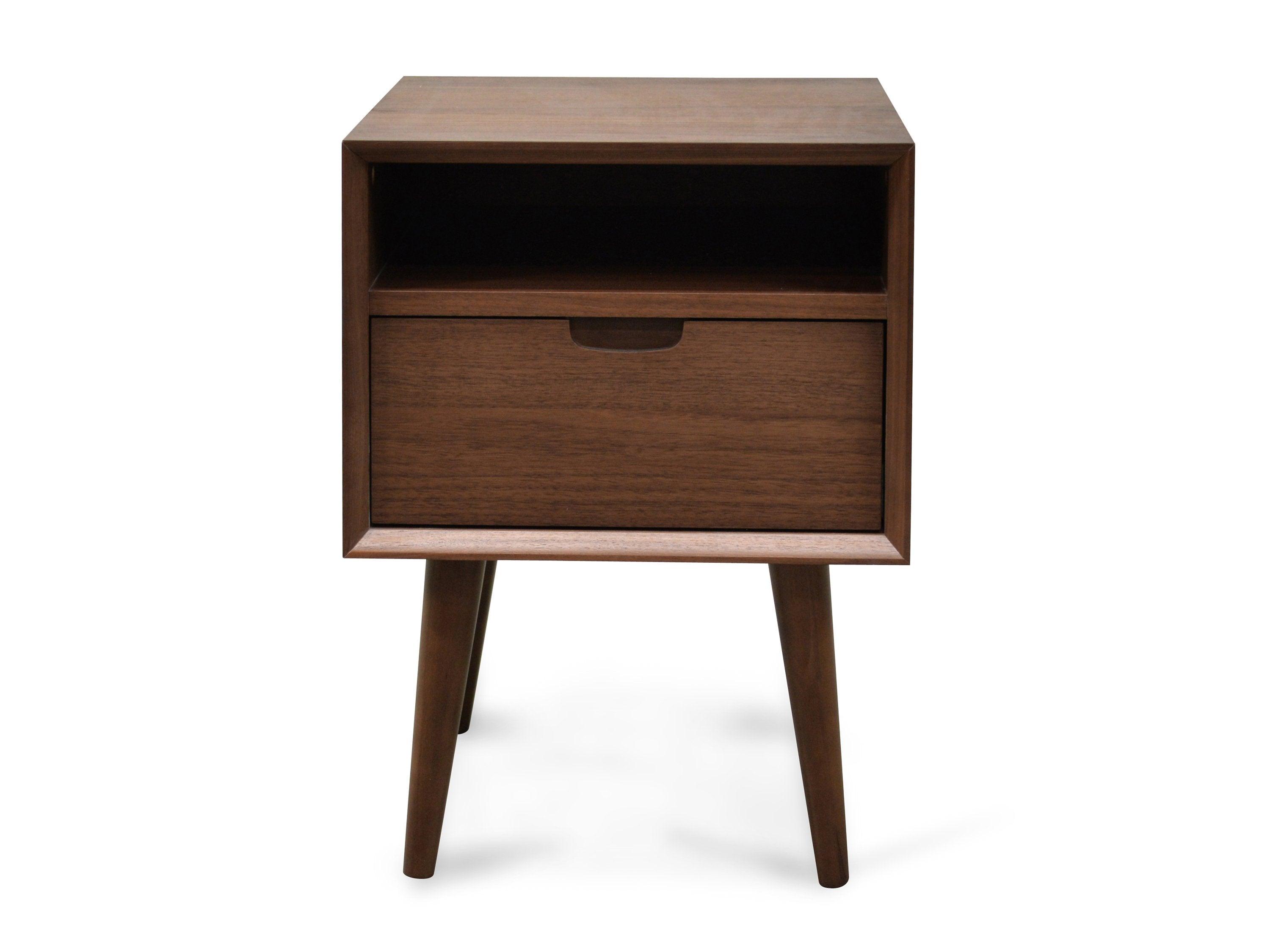 CST221WAL-VN SQ Wooden Bedside Table - Walnut - Furniture Castle