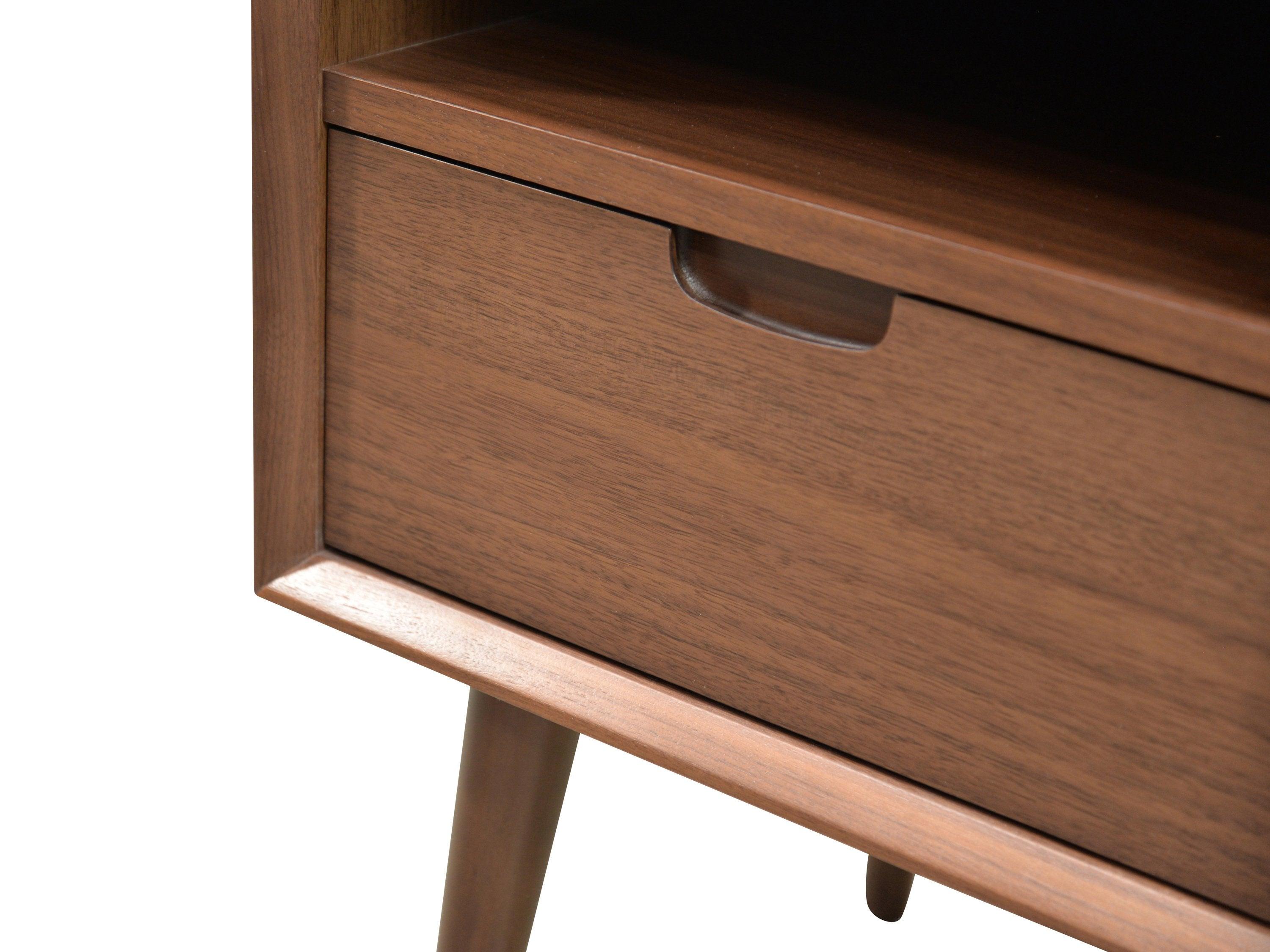 CST221WAL-VN SQ Wooden Bedside Table - Walnut - Furniture Castle