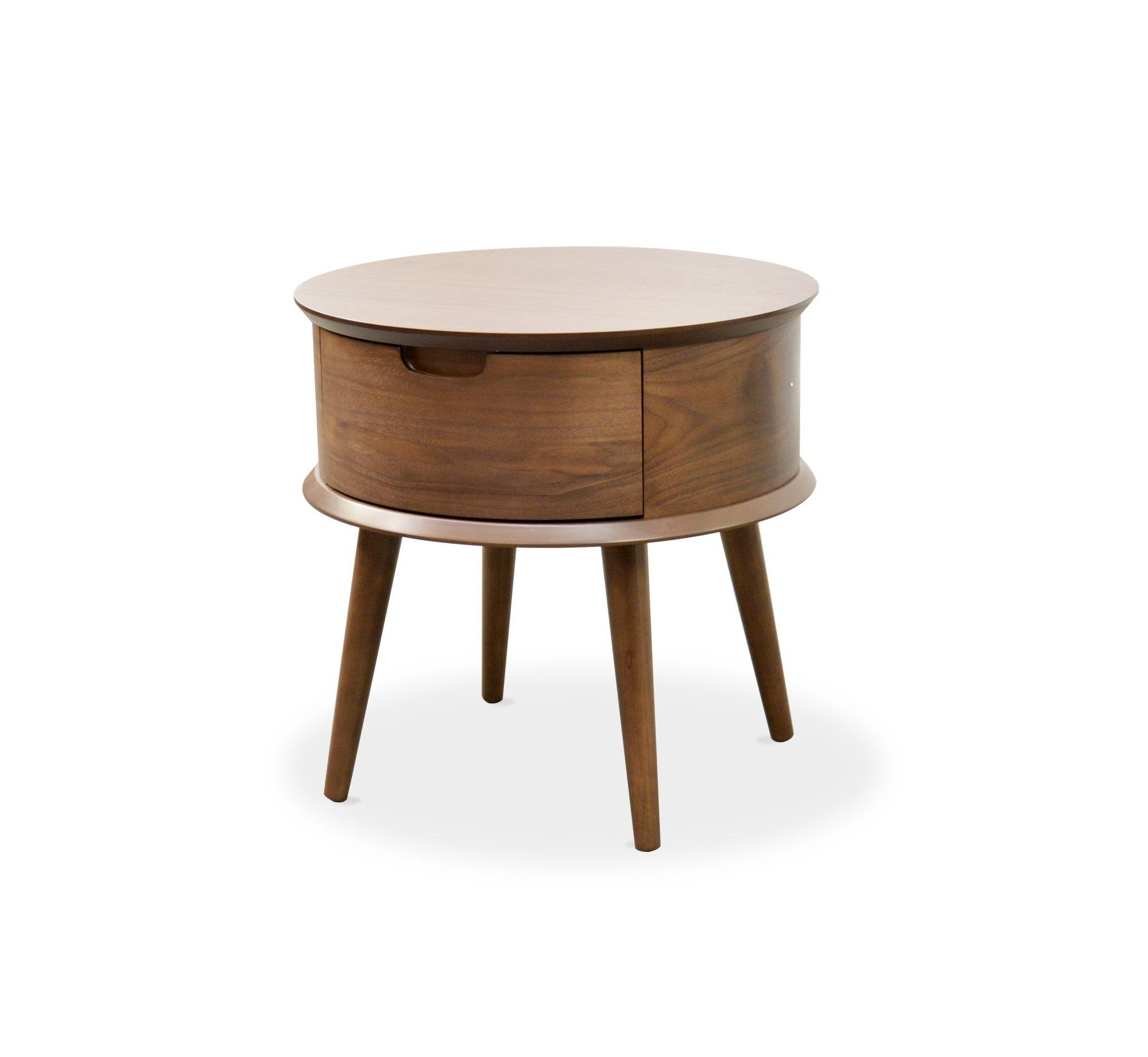 CST222WAL-VN Round Side Table - Walnut - Furniture Castle