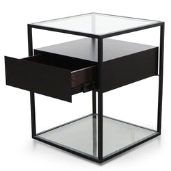 CST2671-IG Glass Side Table - Full Black - Furniture Castle