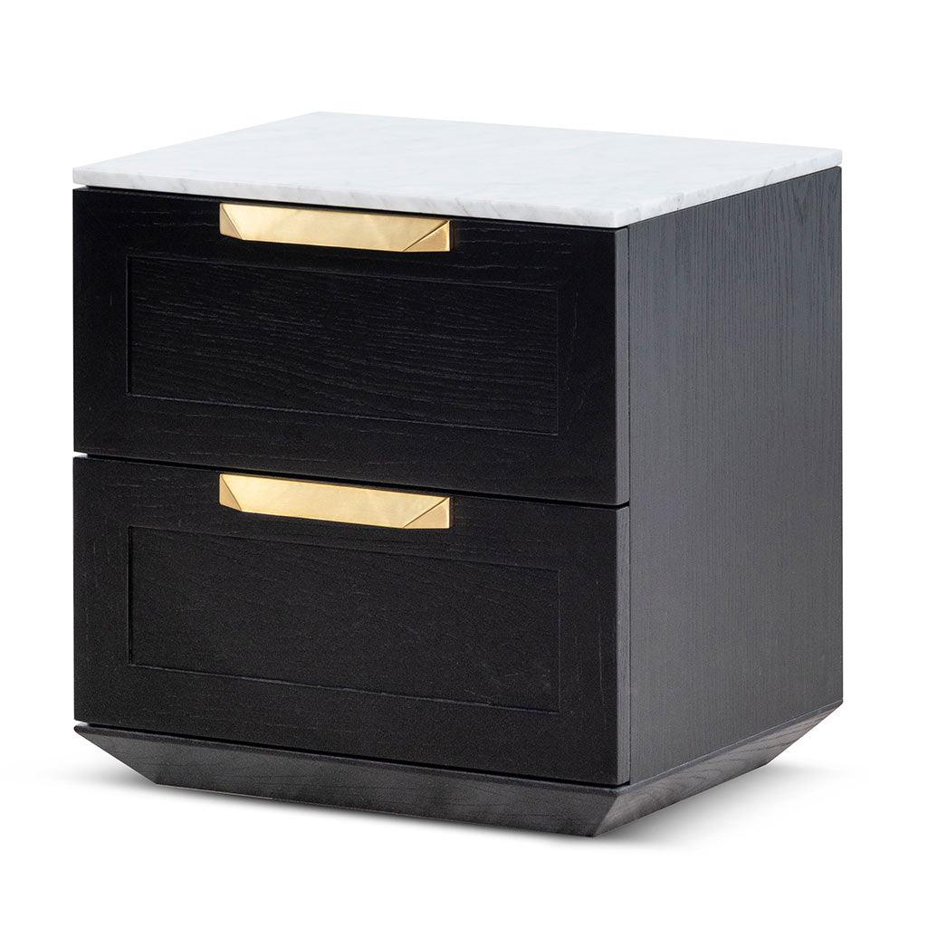 CST6863-CN Bedside Table - Black with Marble Top - Furniture Castle