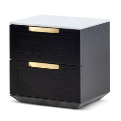 CST6863-CN Bedside Table - Black with Marble Top - Furniture Castle