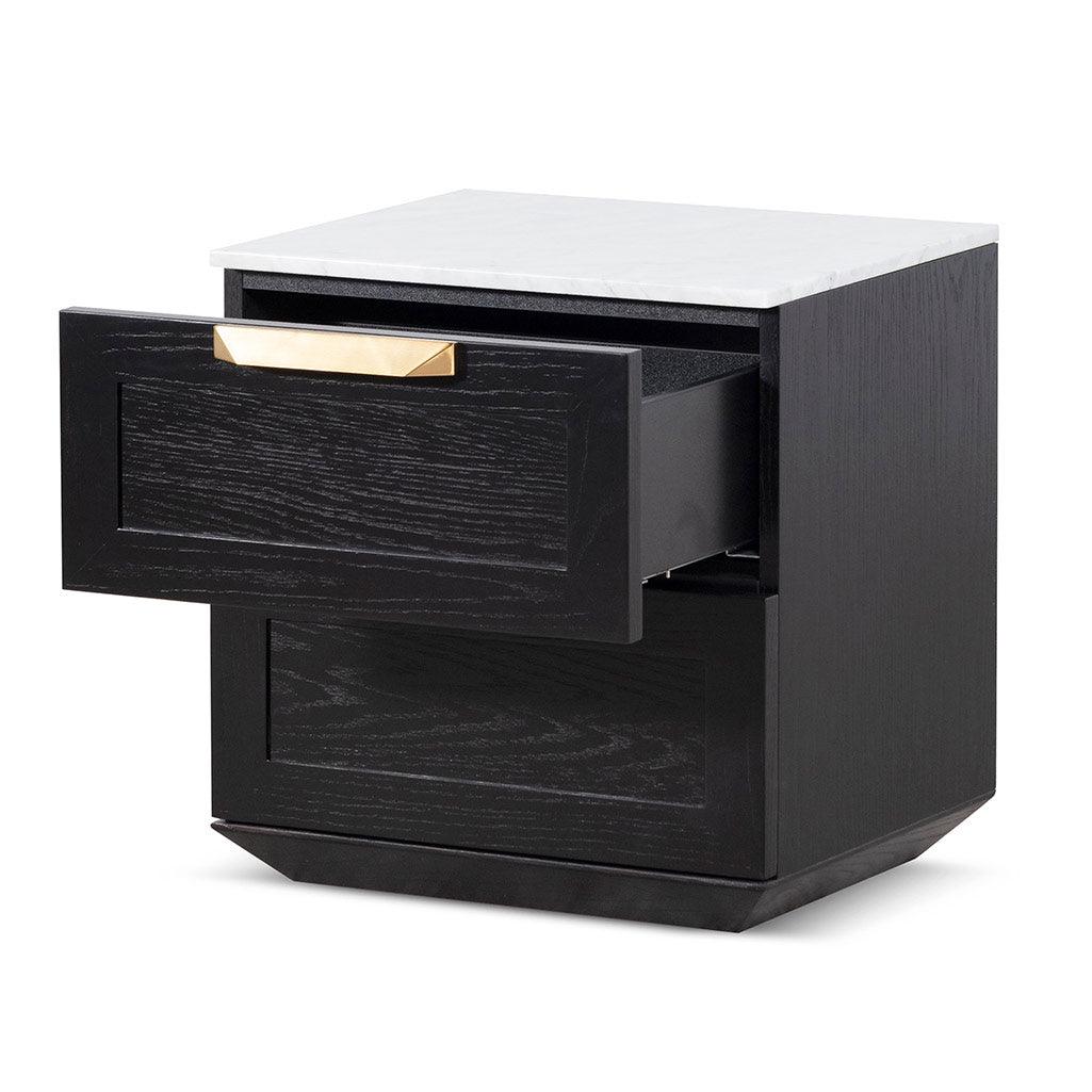 CST6863-CN Bedside Table - Black with Marble Top - Furniture Castle