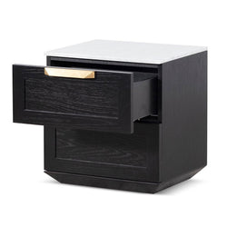 CST6863-CN Bedside Table - Black with Marble Top - Furniture Castle