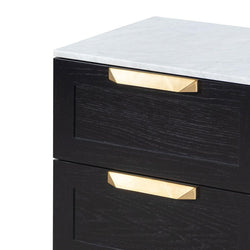 CST6863-CN Bedside Table - Black with Marble Top - Furniture Castle
